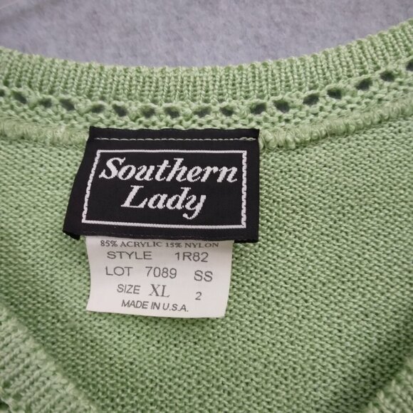 Vintage Embroidered Cardigan Sweater Green | Size XL - Picture 5 of 7